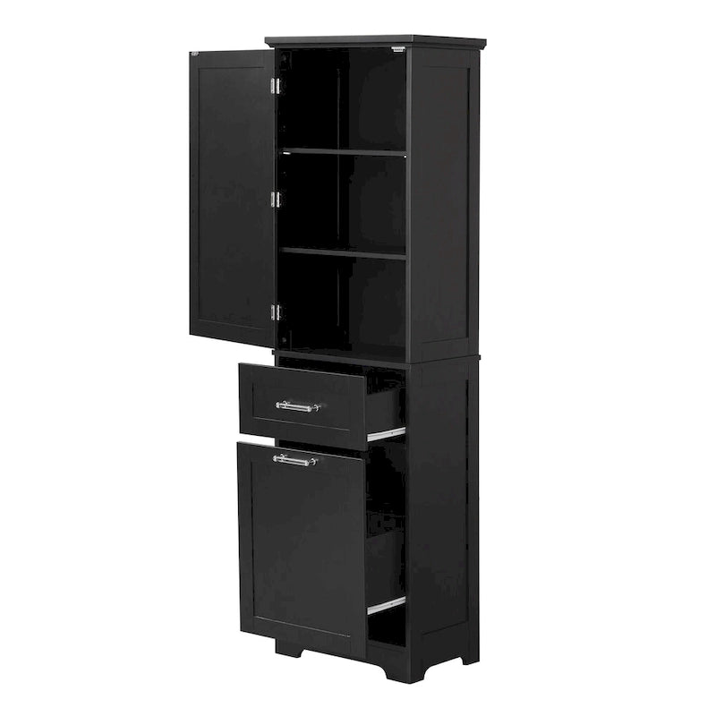 13 in. W x 20 in. D x 68.1 in. H Linen Cabinet with Two Different Size Drawers and Adjustable Shelf