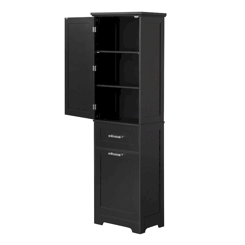13 in. W x 20 in. D x 68.1 in. H Linen Cabinet with Two Different Size Drawers and Adjustable Shelf