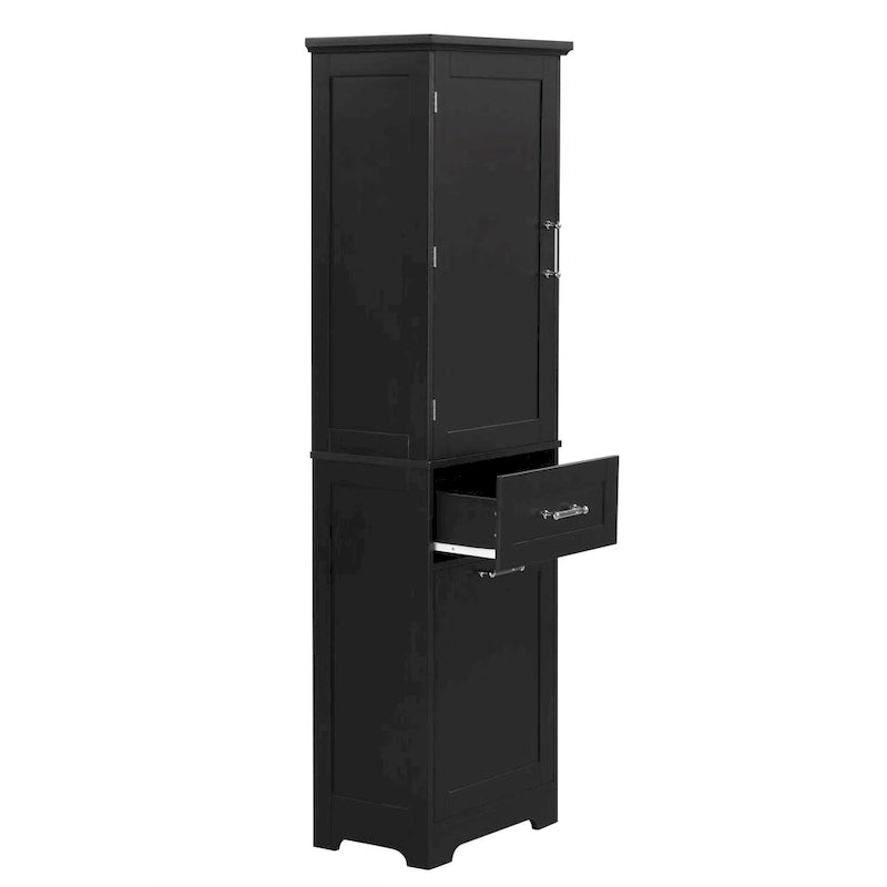 13 in. W x 20 in. D x 68.1 in. H Linen Cabinet with Two Different Size Drawers and Adjustable Shelf