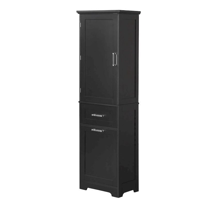 13 in. W x 20 in. D x 68.1 in. H Linen Cabinet with Two Different Size Drawers and Adjustable Shelf
