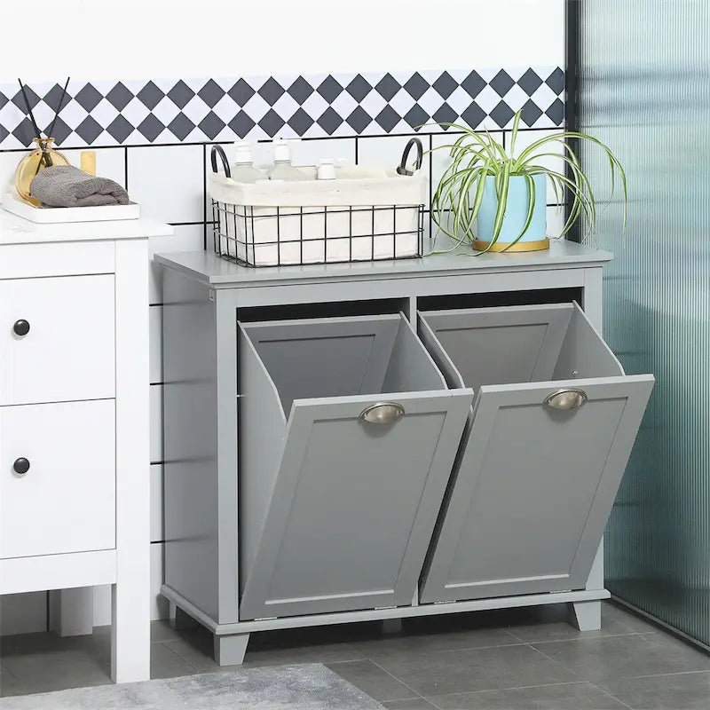 Tilt-Out Laundry Sorter Cabinet,Bathroom Storage Organizer