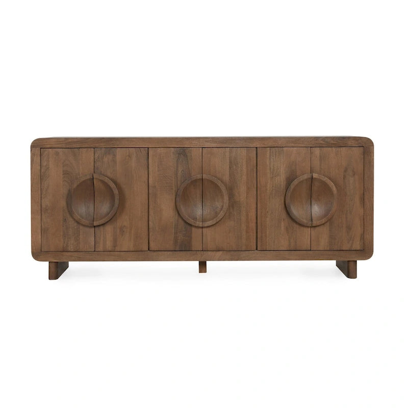 6-Door Natural Mango Wood Sideboard Buffet