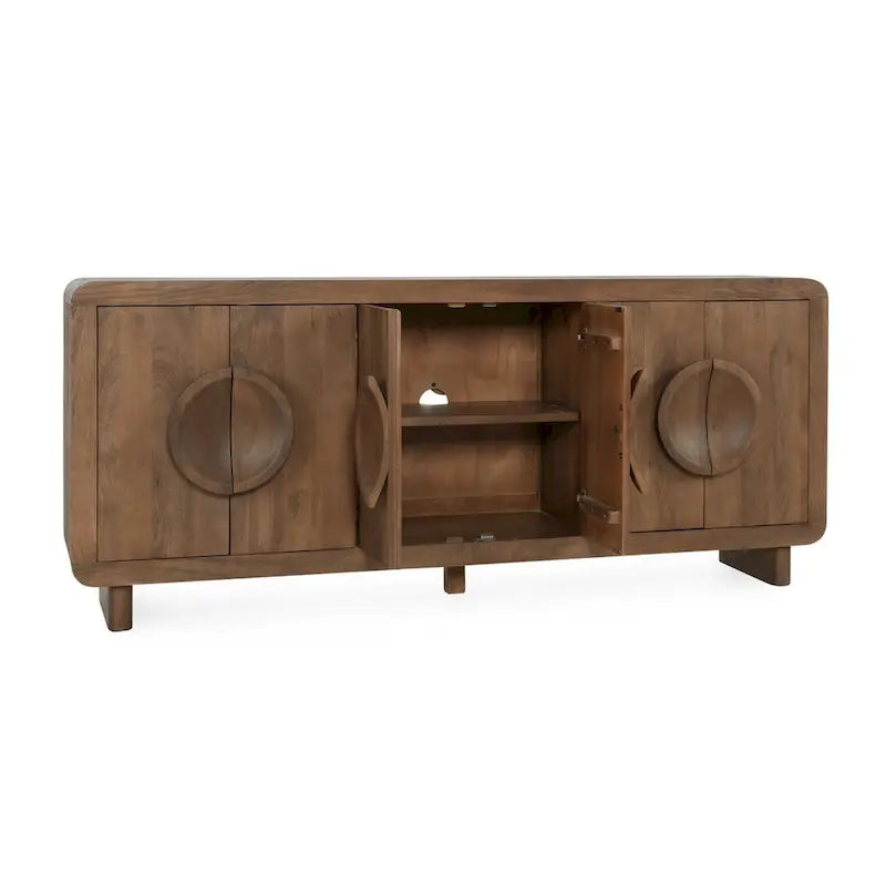 6-Door Natural Mango Wood Sideboard Buffet
