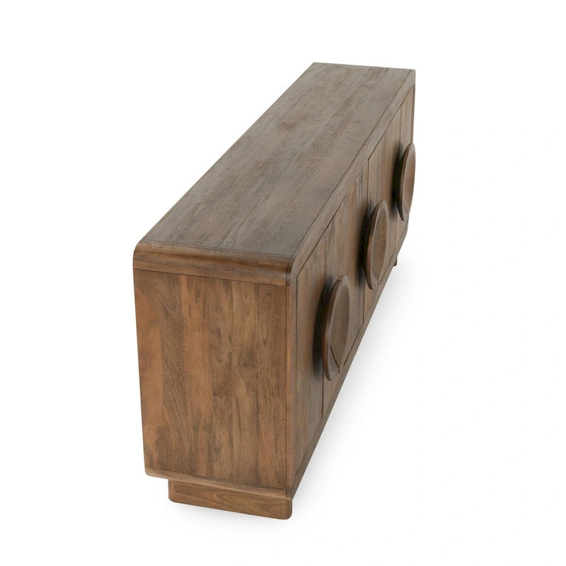 6-Door Natural Mango Wood Sideboard Buffet