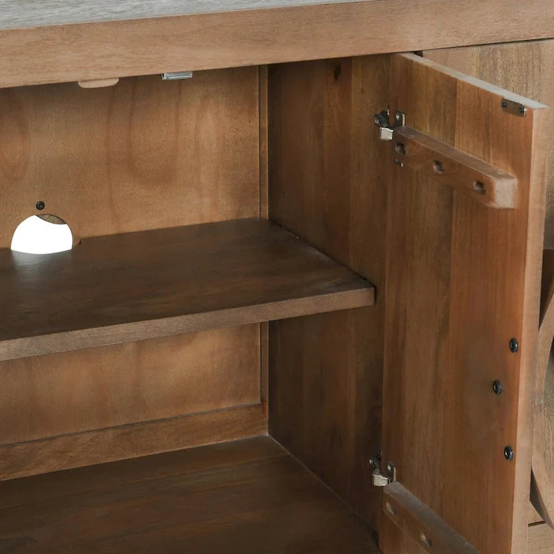 6-Door Natural Mango Wood Sideboard Buffet