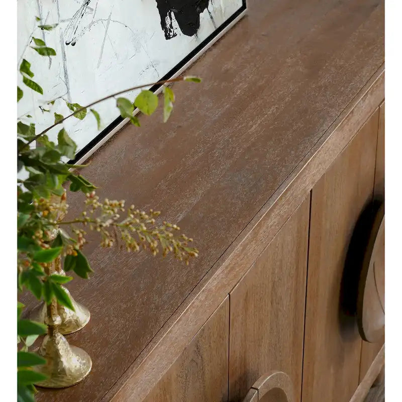 6-Door Natural Mango Wood Sideboard Buffet