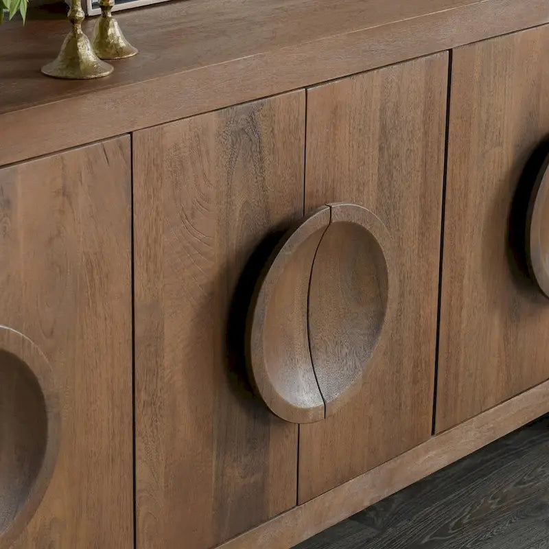6-Door Natural Mango Wood Sideboard Buffet