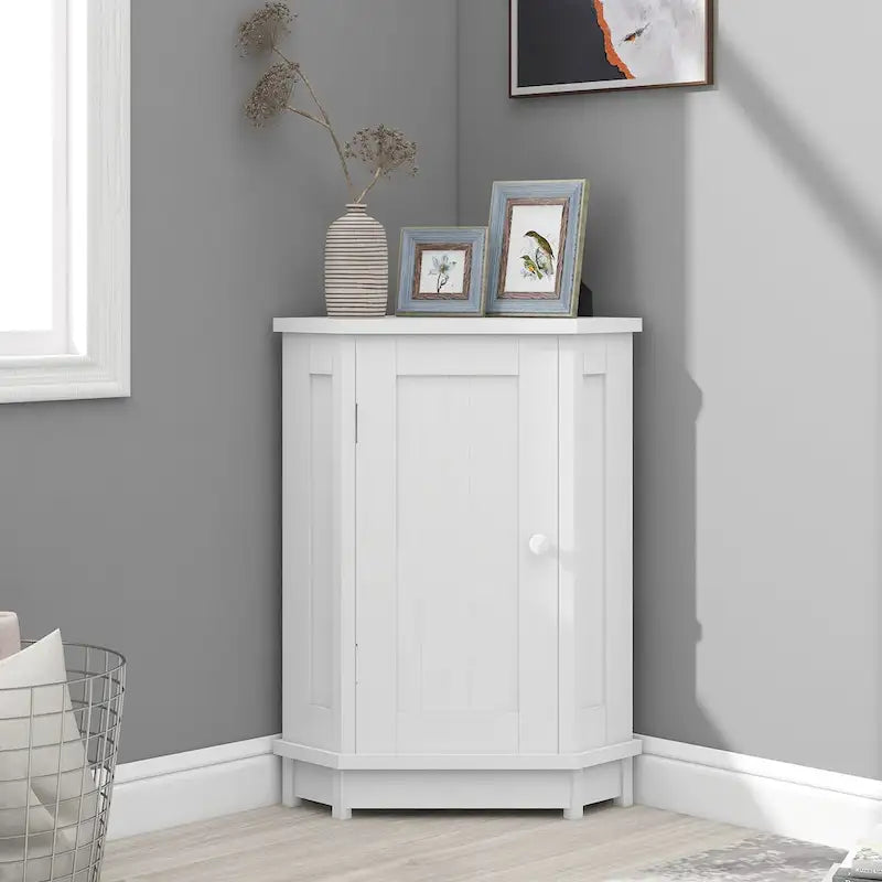 Triangle Corner Storage Cabinet with Adjustable Shelf