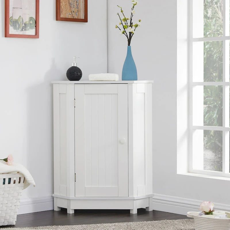 Triangle Corner Storage Cabinet with Adjustable Shelf