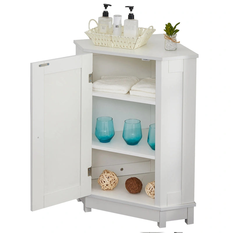 Triangle Corner Storage Cabinet with Adjustable Shelf