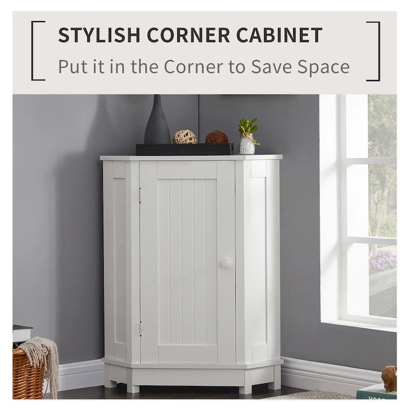 Triangle Corner Storage Cabinet with Adjustable Shelf