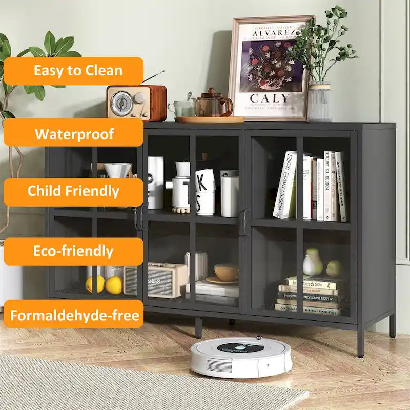 Heavy Duty Metal Modern Sideboard Buffet Cabinet