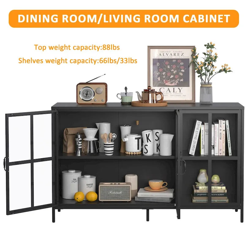 Heavy Duty Metal Modern Sideboard Buffet Cabinet