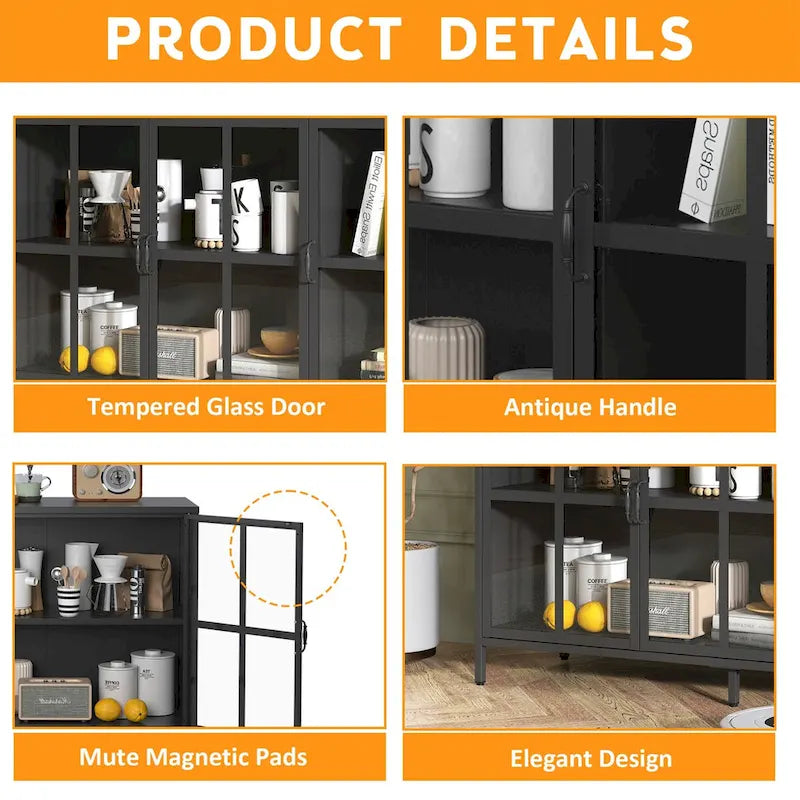 Heavy Duty Metal Modern Sideboard Buffet Cabinet