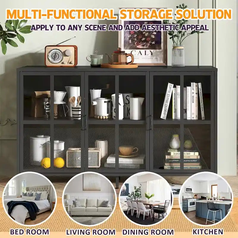 Heavy Duty Metal Modern Sideboard Buffet Cabinet